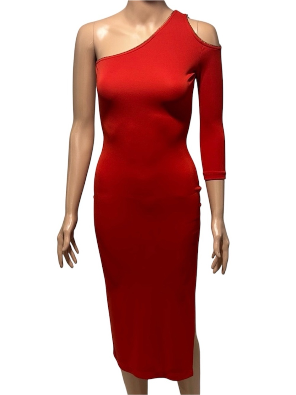 bebe Vibrant Red One-Shoulder Dress